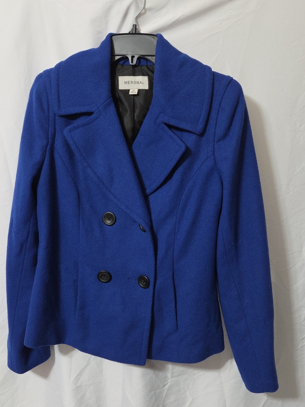 Women's Double-Breasted Royal Blue Peacoat w/Pockets, Size Medium Like New Cond